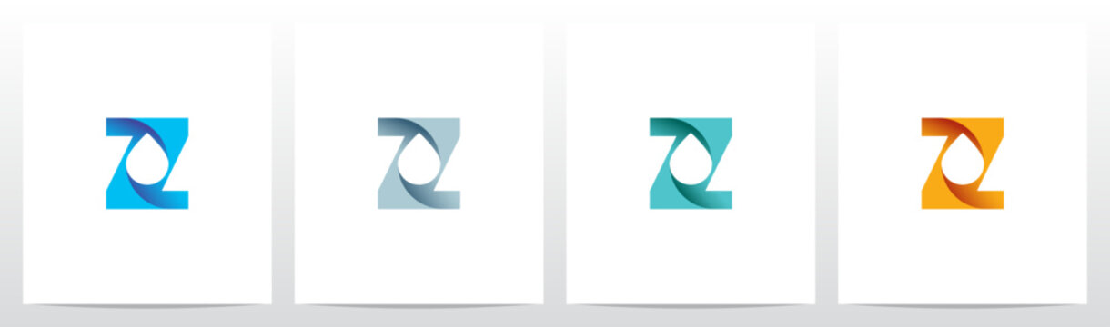 Water Drop Negative Space Fold Lines Effect Letter Initial Logo Design Z