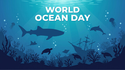 Naklejka premium Celebrate World Ocean Day With Stunning Underwater Scenes And Marine Life