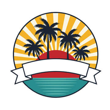 Palm Tree Silhouette Emblem for Travel Agency or Resort Branding