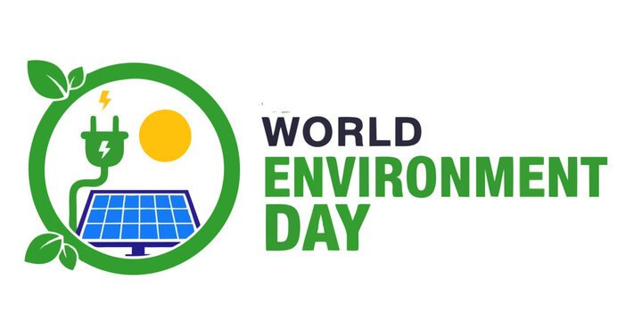 World Environment Day Banner with Solar Panel and Renewable Energy Icons