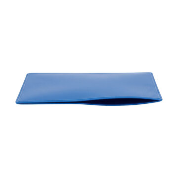 Blue Matte Plastic Checkbook Cover on Isolated White Background
