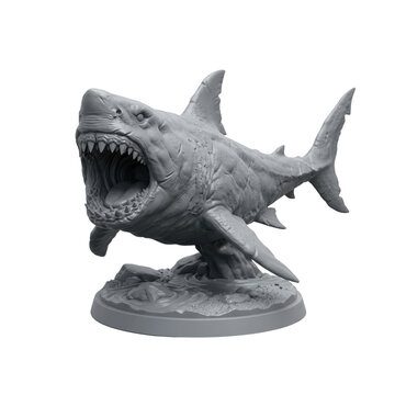 Unpainted Gray Megalodon Shark Miniature Statue