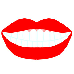 Fototapeta premium Red lips and white teeth for dental concepts, smile mouth illustration