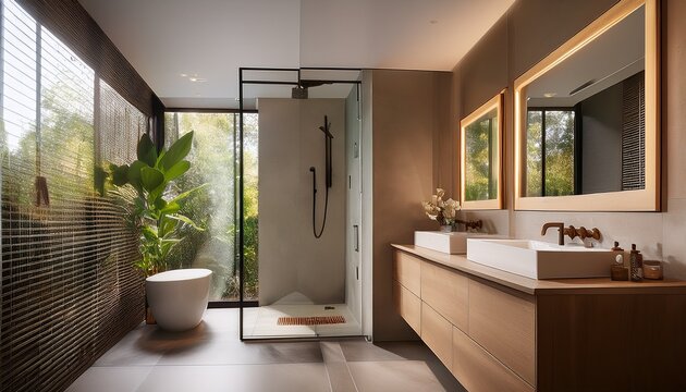 modern bathroom with walk in shower floating vanity and sleek fixtures bathroom renovation ideas spa like retreat