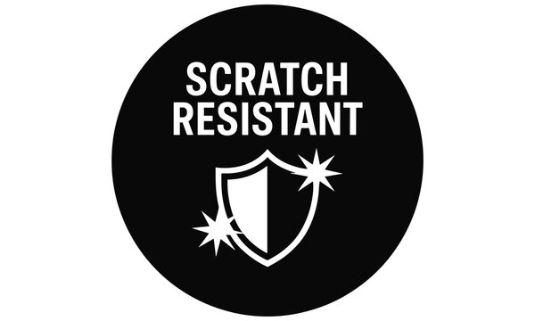Scratch resistant shield icon with sparkles illustration