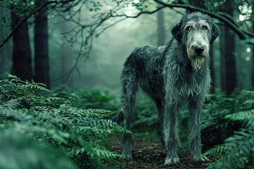 Fototapeta premium Majestic Dog in Lush Forest Setting