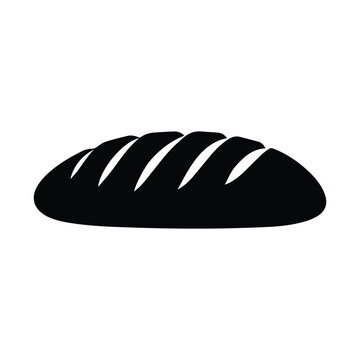 Fresh loaf of artisan baked bread silhouette icon for bakery food menu