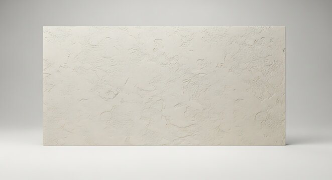 A rectangular slab of textured offwhite plaster or concrete material displayed against a neutral studio background