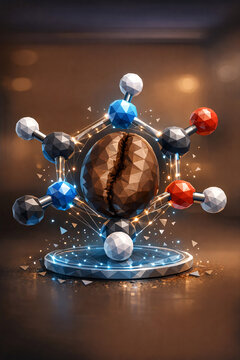 Scientist working on a caffeine molecule