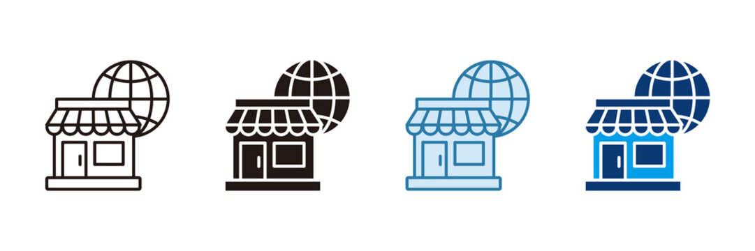 Global Marketplace Icon Set Multiple Style Collection