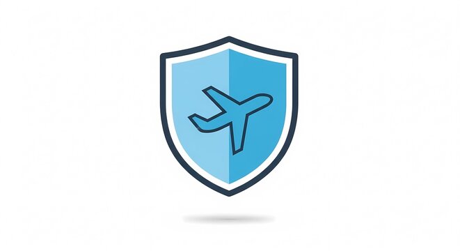 Airplane Security Shield Icon Representing Travel Safety and Protection.