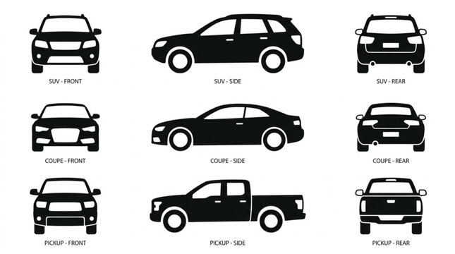Black car silhouettes in various positions.