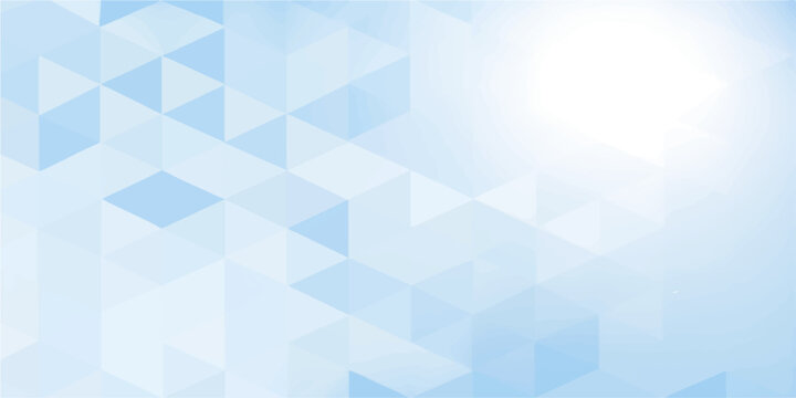 Abstract blue background with geometric triangles and 3D cube patterns creates a futuristic digital vector illustration for technology business wallpaper templates and artistic textured backdrops