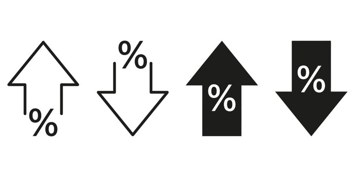 Percentage change icons set with up and down arrows