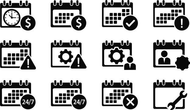 calendar icons for business and technology concepts