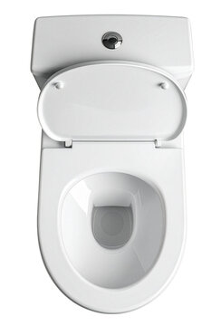 top view of open white toilet bowl or bidet isolated on white