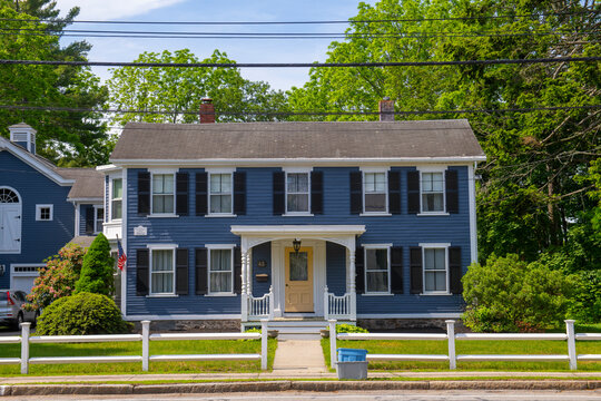 Hartwell Corey House at 43 Great Road in historic town center of Bedford, Massachusetts MA, USA. 
