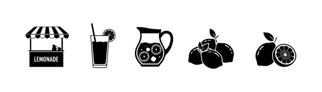 Lemonade Stand and Drink Icon Set