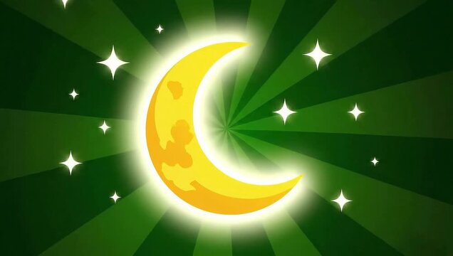 Moon and Twinking stars green screen effect animation video
