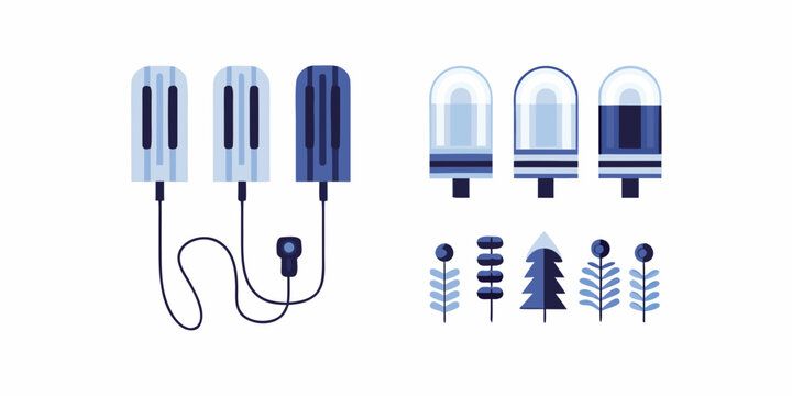 Tampon variations and illustrations flat vector style on white background