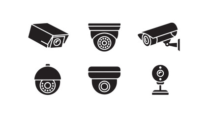 Security camera collection featuring various outdoor and indoor surveillance device types. © MDHABIBUR