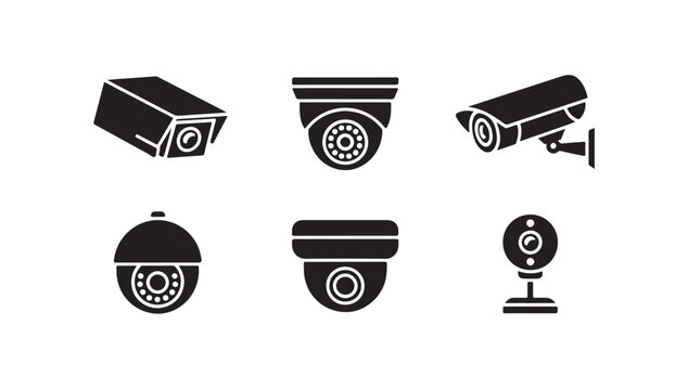 Security camera collection featuring various outdoor and indoor surveillance device types.