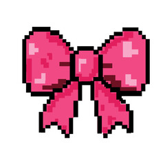 Obraz premium a pink bow pixel art retro 8-bit vector graphic design