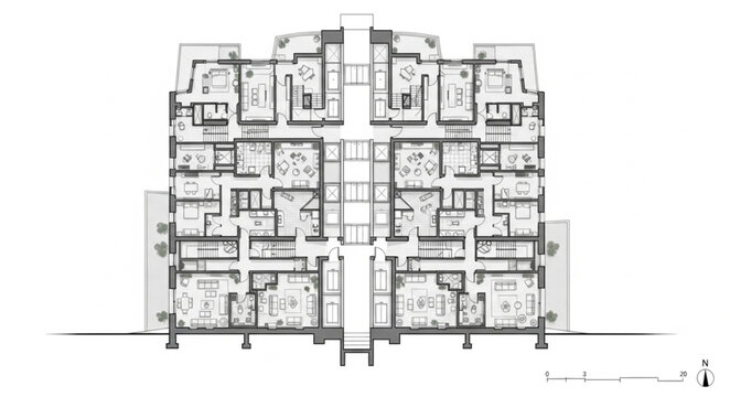 Detailed architectural floor plan of a large residential building.