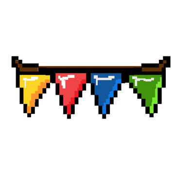 a banner bunting Pixel Art Retro 8-bit vector graphic design