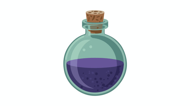 Minimalist potion bottle icon with purple liquid and cork