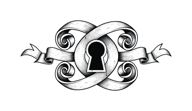 Intricate baroque scrollwork frame with a central keyhole design
