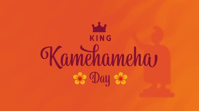 Celebrate kamehameha day animation text and gradient background. 4k animated greeting card. gift card. History, and Hawaiian Culture