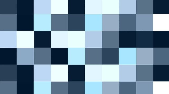 Blue Geometric Squares Background of Blue And White Square Tiles With Smooth Opacity Variation Animation. Modern Minimal Style. Dynamic Grid Composition With Soft Transparency Changes. 