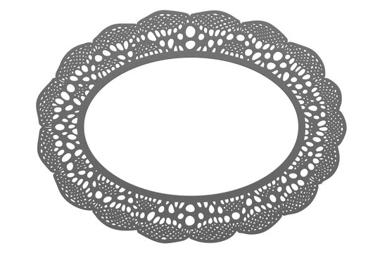 Textured paper frame with lace embossing and oval center in light gray palette. Perfect for backgrounds, collages and design overlays.