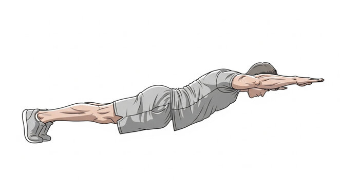 Man performing Superman exercise for back strength and core engagement.