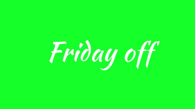 Friday off text animation with fun weekend motion graphics typography design for social media promotion