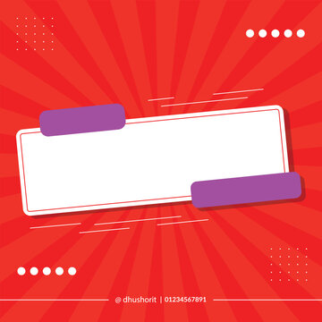 White rectangular card with purple tags on red burst