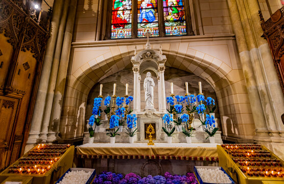 Beauty of St Patrick Cathedral adorned with flowers and soft light
