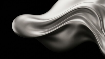 Elegant Silver Liquid Metal Flowing In Smooth Waves Against Black Background