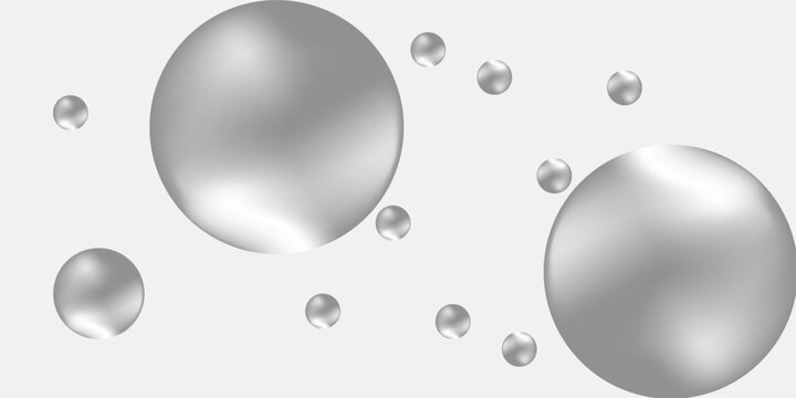 Shiny metal ball. Chrome, silver or aluminum  3d sphere isolated on white background. Realistic glossy round bubble. Gray molecule. Vector light pearl or orb illustration.