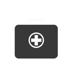 Fototapeta premium Minimal first aid kit icon with medical cross, healthcare emergency box symbol, simple flat design on white background MEDICORE ICONS-34.eps