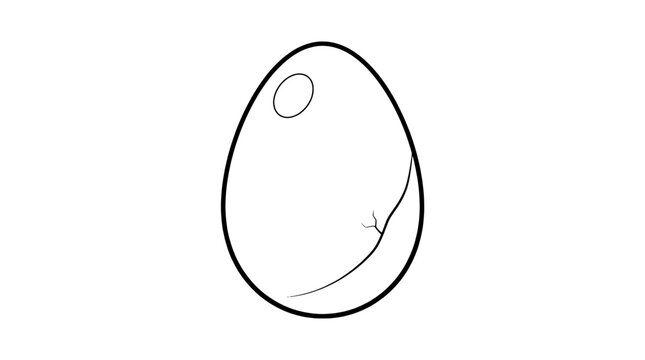 Egg simple outline icon with yolk detail, minimalist flat design for food labels, cooking, and breakfast menus