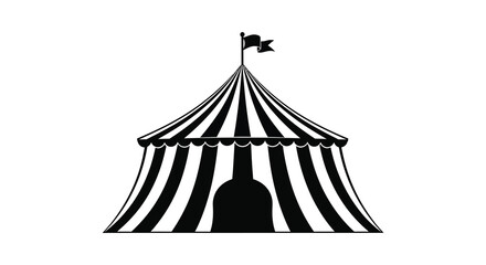 Black and white striped circus tent silhouette against a white background silhouette © Musa