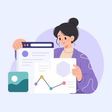 Creative Designer Working on UI Dashboard Illustration