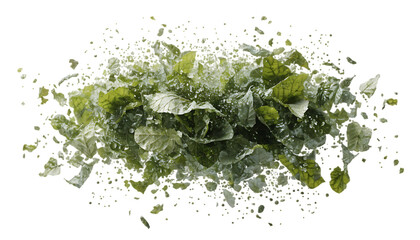 Obraz premium Floating green leaf particles isolated eco motion cut out isolated on white background PNG. AI GENERATED.