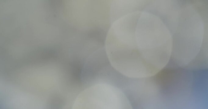 Soft, out-of-focus circles of light shimmering and slowly moving against a gray and blue background, creating a dreamy and peaceful atmospheric abstract video loop for any project