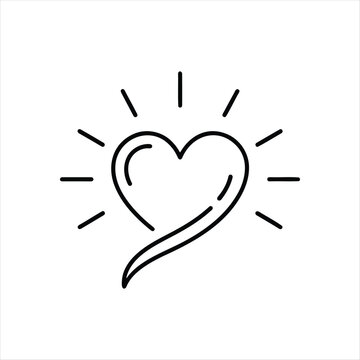 Shining heart symbol icon with black and white positive energy good feeling