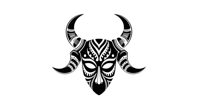 Tribal Bull Skull Mask Design.