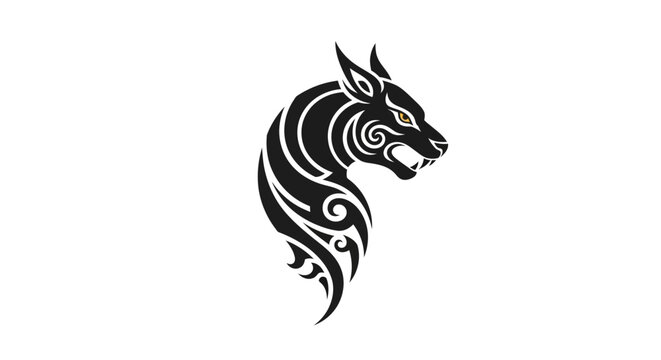 Tribal wolf head design element.