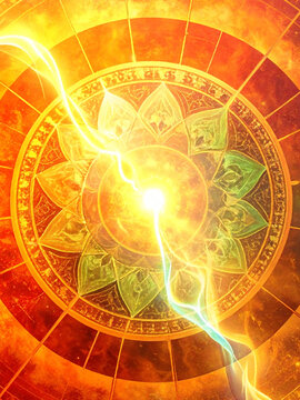 Glowing chakra energy symbol with radiating light
